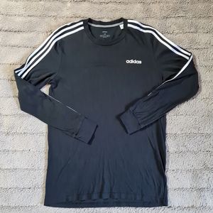 Adidas 3 Stripe Long Sleeve Athletic Shirt Size M Black/White